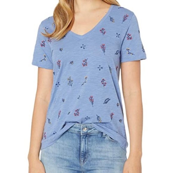 lucky brand floral embroidered tee
